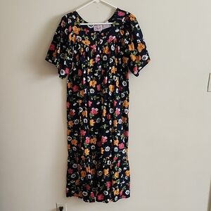 Phases Vintage Sleep Dress Floral Short Sleeve 100 Cotton Womens Size Large